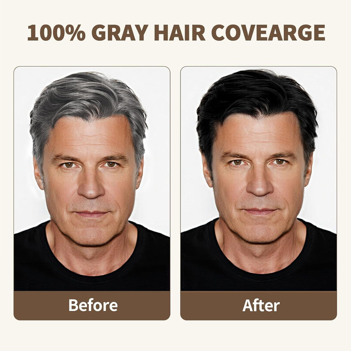 Jet Black Hair Dye Shampoo Ammonia-free & PPD-free, Natural Herbal Ingredients 3 in 1 Hair Color Shampoo for Women Men Gray Hair Coverage