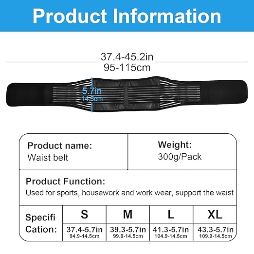 Back Support with Magnet, Tourmaline Magnetic Back Braces for Lower Back Pain Relief, Self Heating & Soothing Back Support Belt, Lumbar Support Belt for Herniated Disc/Sciatica (Small)