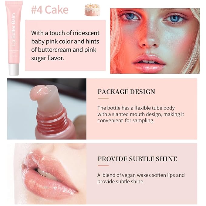 Lip Butter Balm - Lip Balm Hydrating - Tinted Lip Balm - Moisturizing Lip Gloss Set - Girls Lip Oil - Lip Moisturizer for Women - Lip Care Products - Christmas Gifts for Teen Girls
