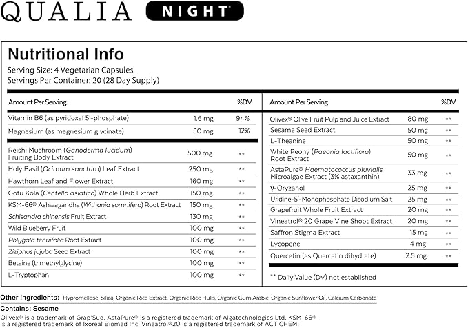 NEUROHACKER COLLECTIVE Qualia Night Sleep Aid | Non-Habit Forming | Science-Backed Supplement for Deep Refreshing Sleep | Melatonin-Free, Vegan, Non-GMO, Gluten-Free 80 Count | (1 Month Supply)