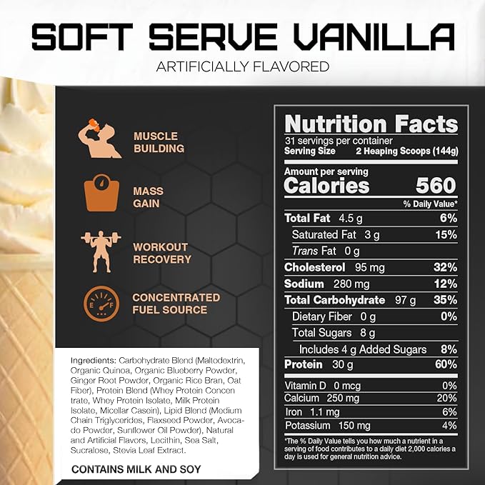 RIVAL NUTRITION Clean Gainer - Soft Serve Vanilla 10 lbs