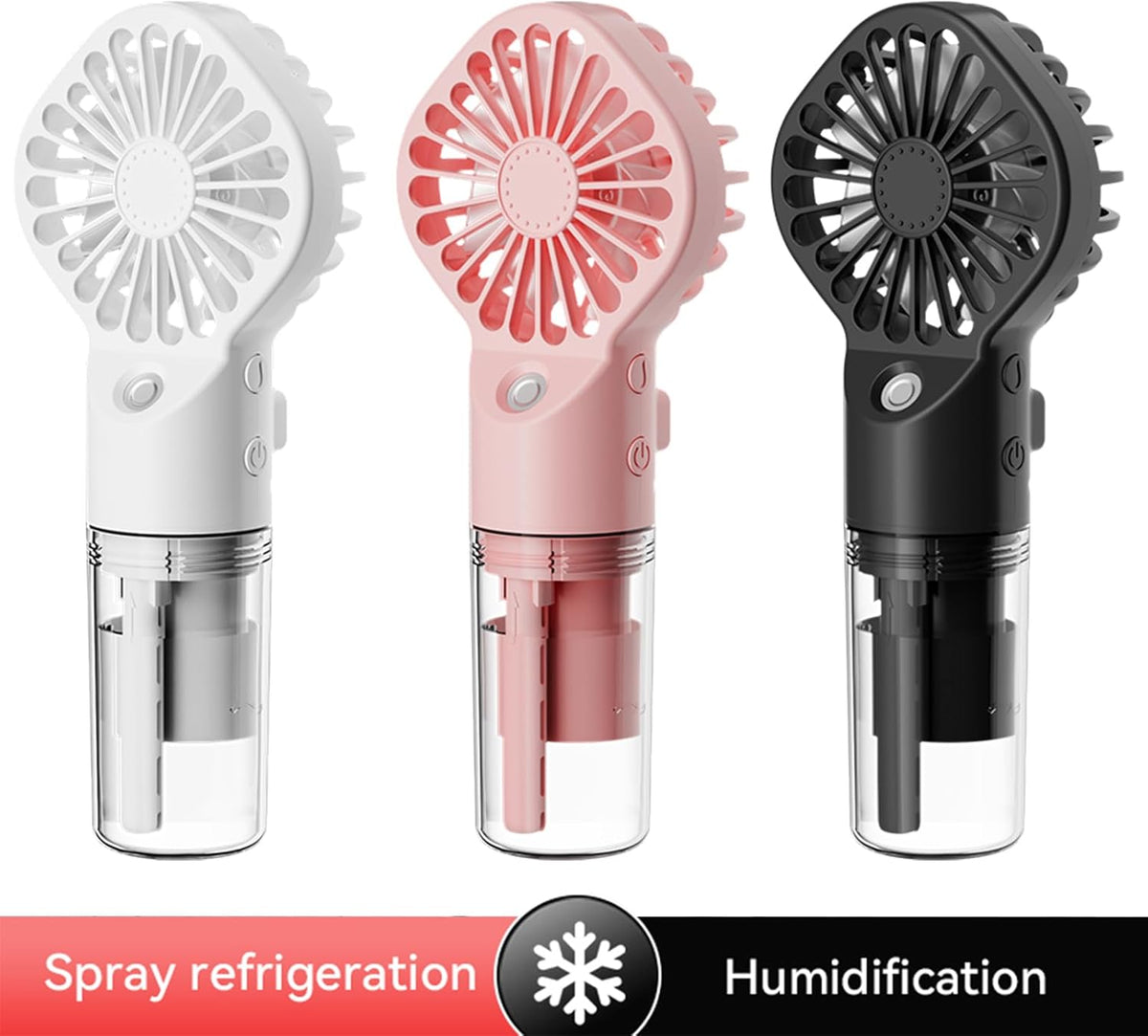 Misting Fan Portable 3 Pack，Portable Handheld Misting Fans with 4 Speeds and Rechargeable Battery Operated，Water Fan，Mist Fans，Perfect for Travel/Camping/Outdoor/Home/Office/Makeup