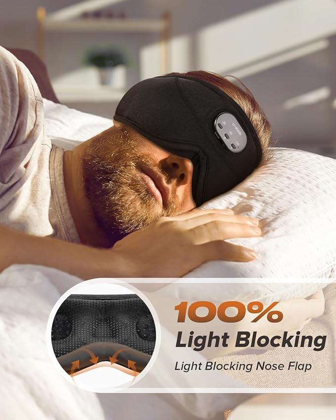 LC-dolida Sleep Headphones, White Noise Bluetooth Sleep Mask 3D Wireless Eye Mask for Sleeping, Sleep Mask with Bluetooth Headphones for Side Sleepers Travel Yoga, Cool Gifts for Men Women