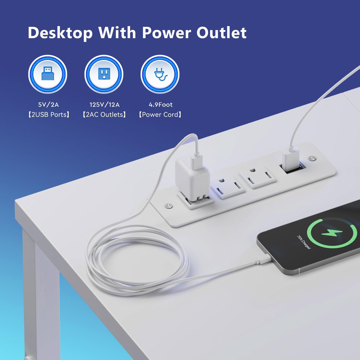 Maihail 51 inch L Shaped Desk with LED Lights & Power Outlets, Reversible Gaming Desk with Shelves & Monitor Stand, Computer Desk with Storage Side Bag，Corner Desk for for Bedroom Gaming Room, White.