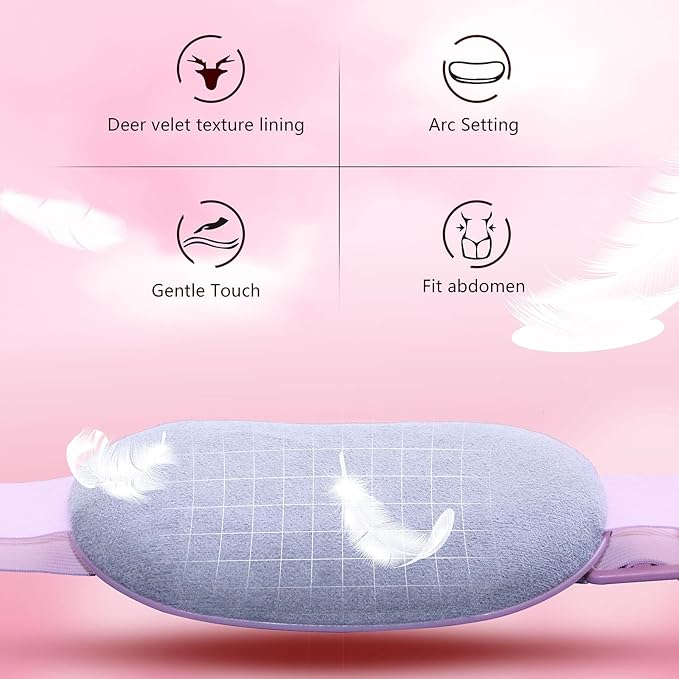 Portable Cordless Heating Pad, Heating Pad for Back Pain with 3 Heat Levels & 3 Vibration Massage Modes, Portable Electric Fast Heating Belly Wrap Belt for Women and Girl(Pink)