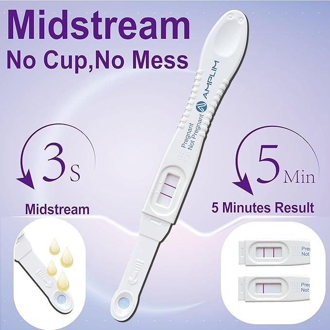 AMPLIM HCG Early Detection Pregnancy Test Bulk Stick – 6-Days Sooner, Extra Sensitive 10 MIU/mL, FSA HSA, Midstream – Mom 2-Sec Easy Home Tests, 99.99% Accurate Pregnant Test Result, ept 10-Pack