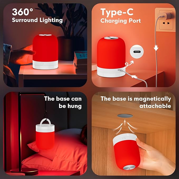 Red Light Therapy Sleep,Reds Nightlight with 670nm Wavelength Aid to Support Deep Relaxation,Touch Remote Control Red Light for Sleep Lamp Backed by Science for Adults & Kids Bedrooms