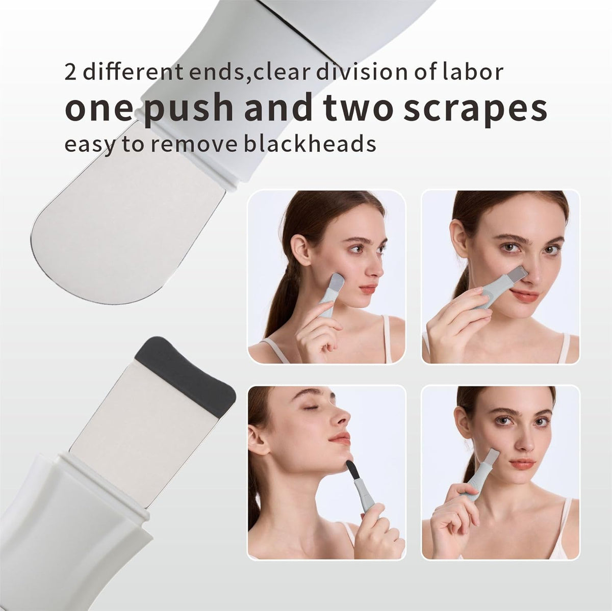 Silicone Face Scrubber Skin Spatula —2 in1 Pore Cleansing Brush Black Head Remover for Face Nose, Blackhead Remover Scraper Pore Extractor Tool for Men Women Skin Care (Light Gray)