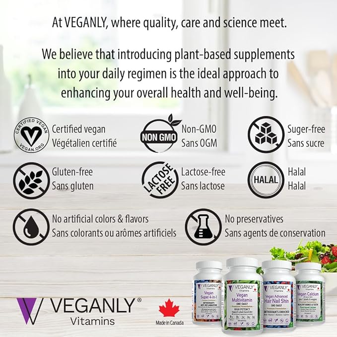 Vegan Advanced Hair Nail Skin One-Daily, 60 Veggie Caps -Antioxidant Enriched. Improve Hair, Improve Skin Health and Nail Health - Plant Based with Biotin & Natural Superfood