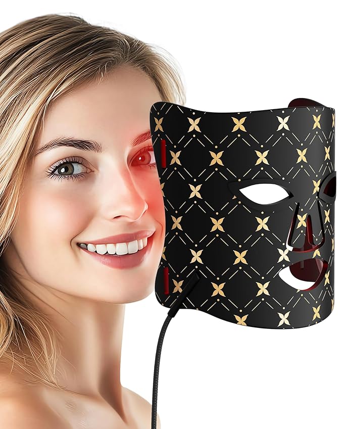 Red Light Therapy for Face,LED Face Mask Light Therapy, 630nm & 830nm Wavelength LED Light Therapy Device for Home Use (Satin Black)