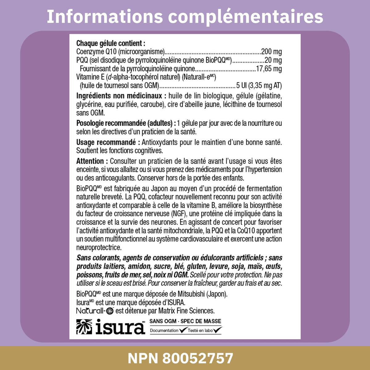 Bioclinic Naturals -  CerebroVital PQQ-10 60 softgels