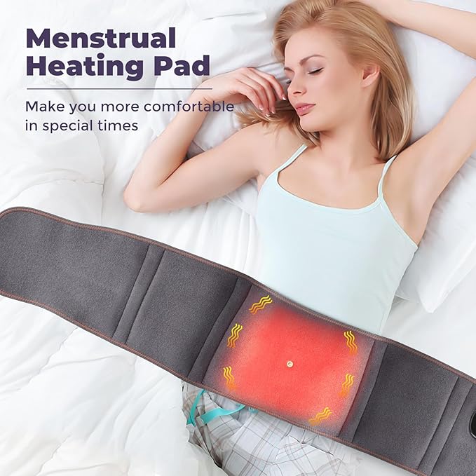 Cordless Heating Pad for Back, Lower Back Massager, Heated Back Brace with 3 Heating & Vibration Modes, Lumbar Support Belt for Men & Women