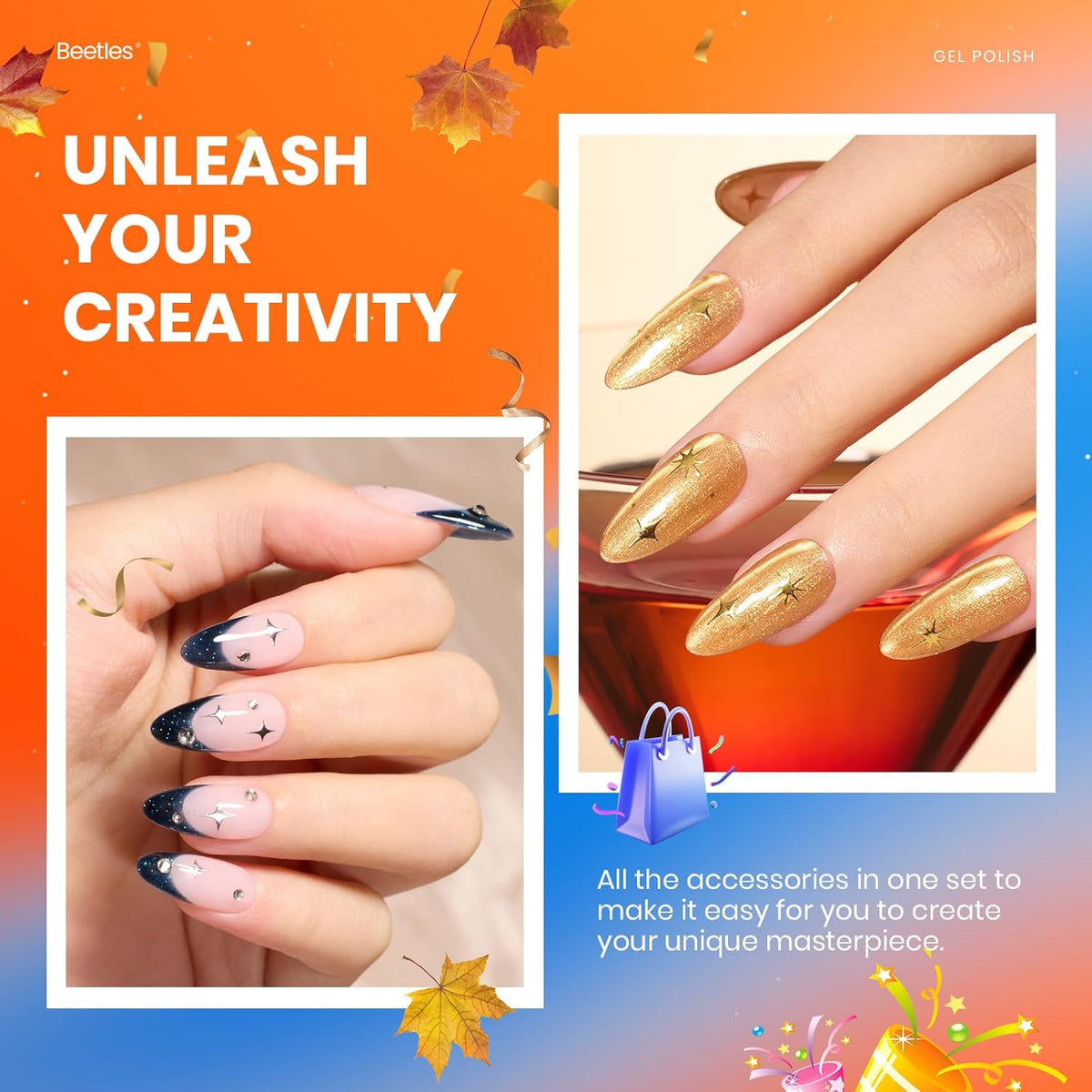 Beetles Fall Gel Nail Polish Colors Set - Amber Twilight 20 Colors 2025 Yellow Orange Red Cat Eye Brown Green Soak Off Uv Manicure Kit With Base Glossy Matte Top Coat Gift for Women