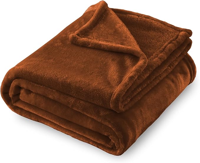 SOCHOW Flannel Fleece Blanket Twin Size, All Season Lightweight Super Soft Cozy Blanket for Bed or Couch, Caramel(60inch X80'')