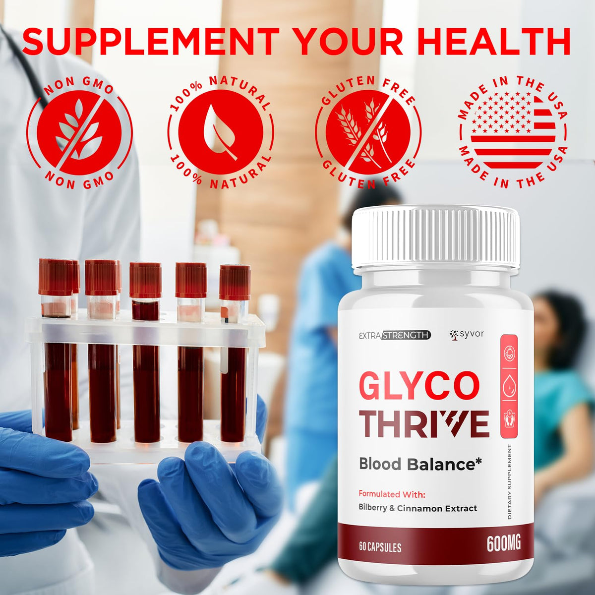 (3 Pack) Glyco Thrive Capsules, Official GlycoThrive Glycogen Support Pills with All Natural Ingredients, Advanced Formula Health Supplement with Max Strength Vitamins for Women & Men (180 Capsules)