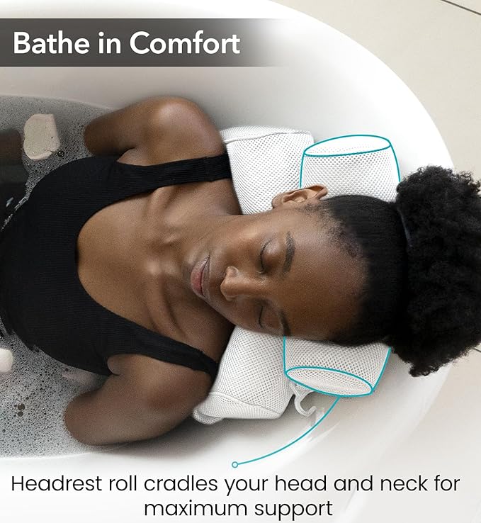 Everlasting Comfort Luxury Bath Pillow - Head, Neck, Back Support Cushion for Bathtub, Spa, Soaking