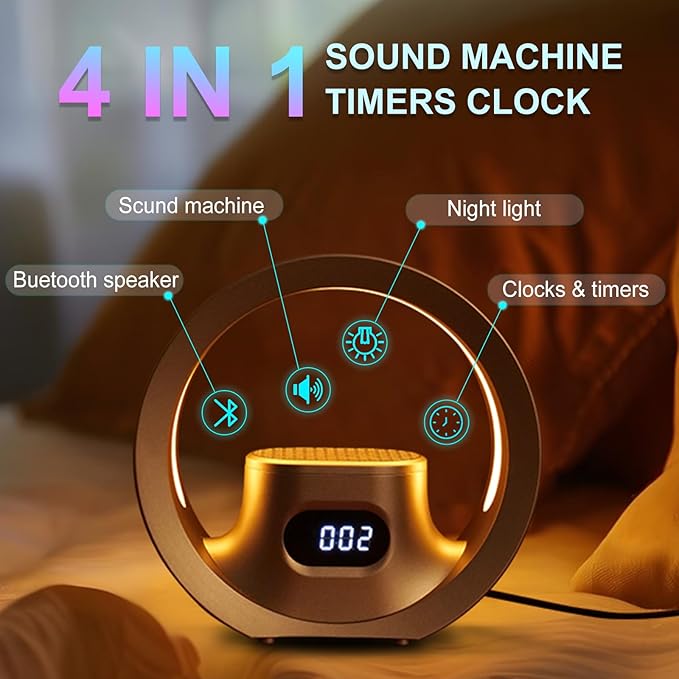 White Noise Sound Machine with 20 Soothing Sounds 11 Night Light 3 Timers Bluetooth Speaker Sleeping Sound Noise Machines for Bedroom Remote Control Sleep Sound Machine for Adults & Baby, Nursery Gift