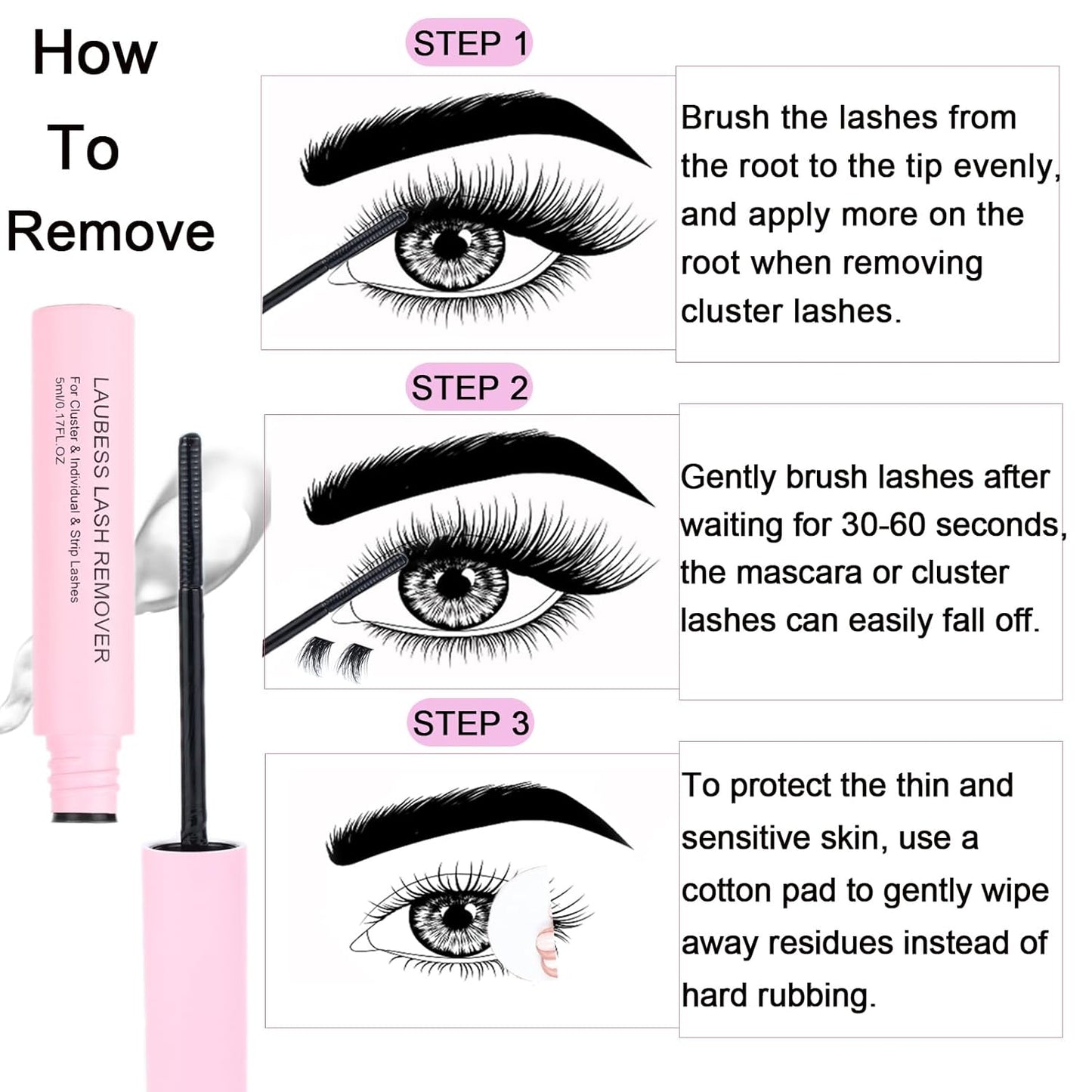 Lash Clusters Kit LAUBESS DIY Lash Extension Kit Lash Bond and Seal Waterproof Lash Glue Remover Tweezers Brush Cluster Eyelash Extensions Kit Eyelash Clusters (Kit 50D-D-Mix14-18)