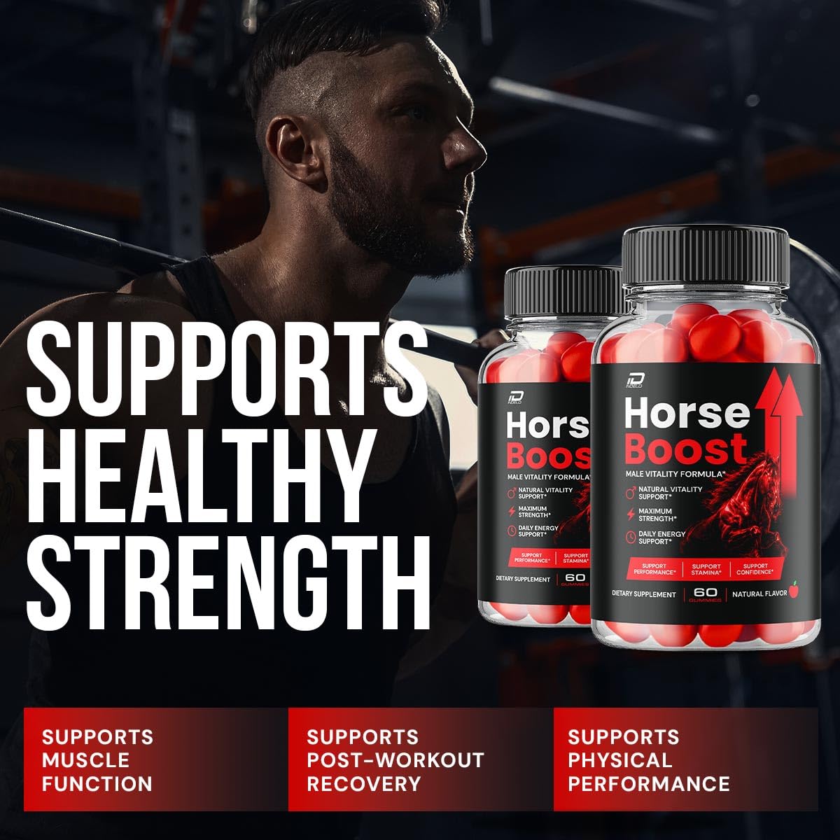 Horse Boost Gummy – HorseBoost Gummies Advanced Formula for Male, Maximum Strength for Overall Wellness, Natural Vitamins - 60 Count