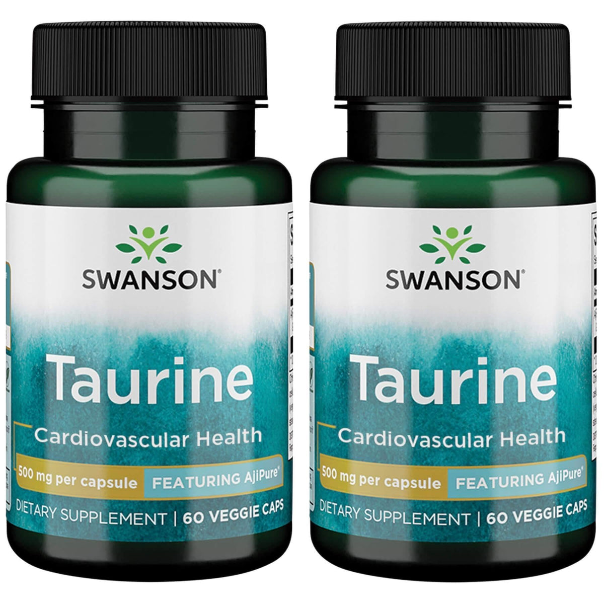 Swanson Amino Acid Ajipure Taurine Pharmaceutical Grade 500 Milligrams 60 Veg Capsules (2 Pack)