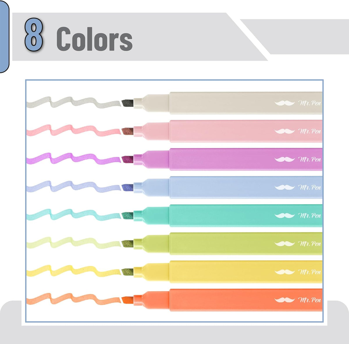 Mr. Pen- Aesthetic Highlighters, 8 Pack, Chisel Tip, Retro Colors, Cute Highlighters Assorted Colors, Cute Markers