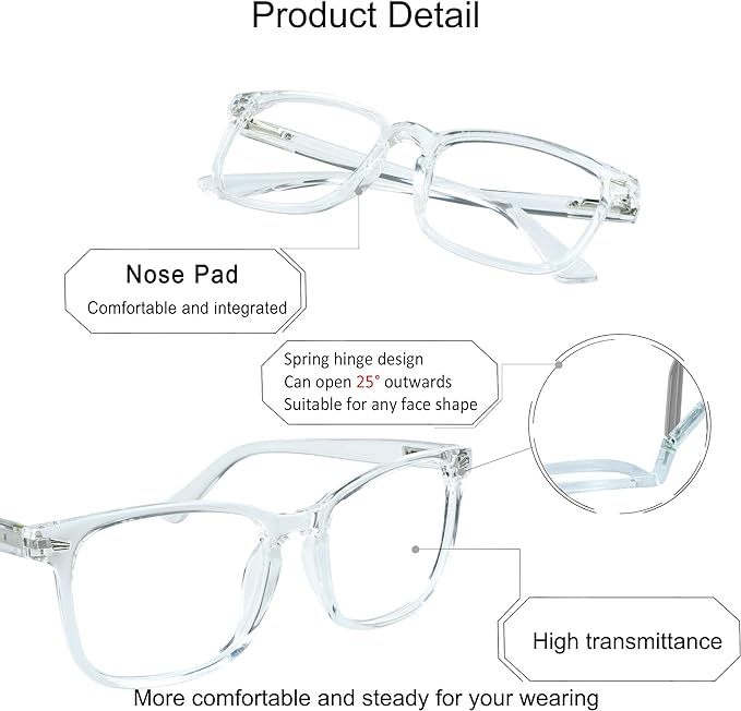 YEIN Bifocal Reading Glasses with Blue Light Blocking Lenses, Bifocal Reader for Women and Men, Vintage Square frame with Spring Hinge (+0.00/+1.25 magnification)