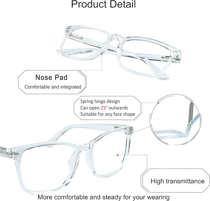 YEIN Bifocal Reading Glasses with Blue Light Blocking Lenses, Bifocal Reader for Women and Men, Vintage Square frame with Spring Hinge (+0.00/+1.50 magnification)