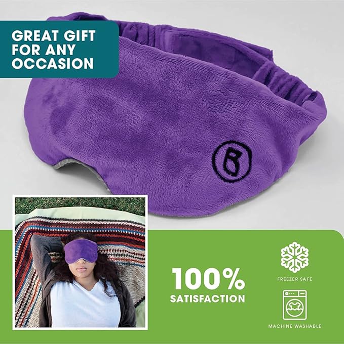 BARMY Weighted Sleep Mask for Women and Men (0.8lb/13oz) Weighted Eye Mask for Sleeping, Eye Cover Blocks Light Helps Relaxation and Night Sleep, Comfortable Blackout Sleeping Mask, Purple