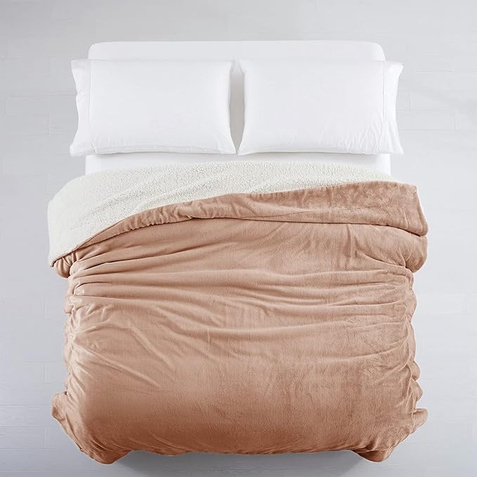 IR Imperial Rooms Sherpa Fleece Throw Blanket for Couch - Soft and Fuzzy Blanket for Winter - Reversible Thick and Warm Fluffy Throw Blankets for Bed, Sofa, Camping and Travel, Camel, 50x60 Inches
