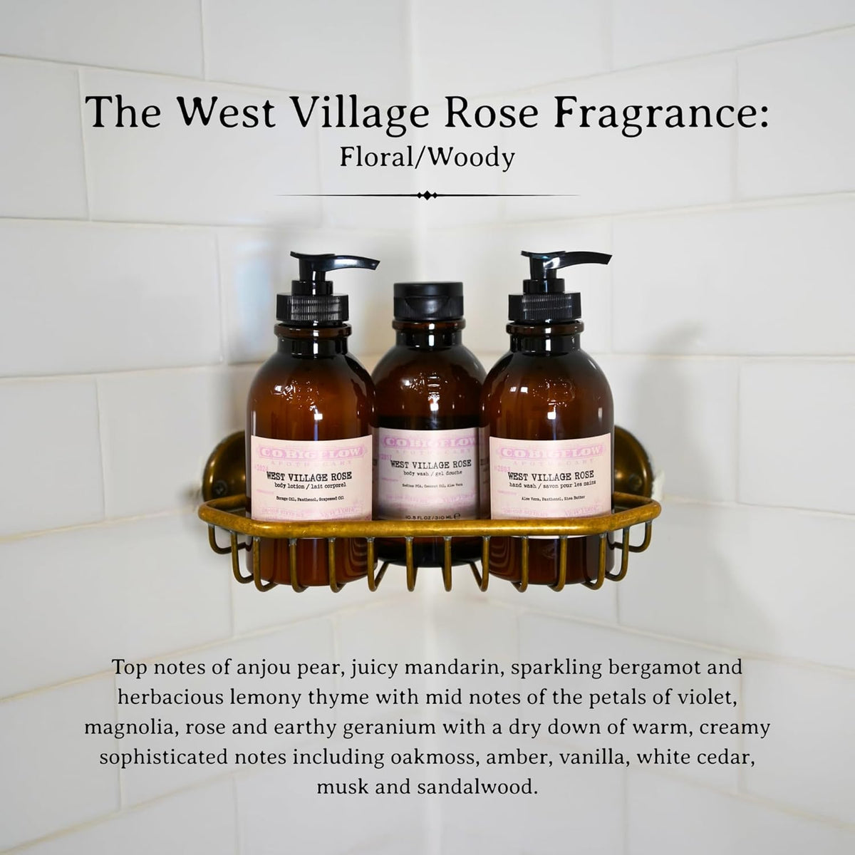 C.O. Bigelow West Village Rose Body Lotion, Iconic Collection Moisturizing Body Lotion with Shea Butter, Borage Oil & Grapeseed Oil, 10.5 Fl Oz