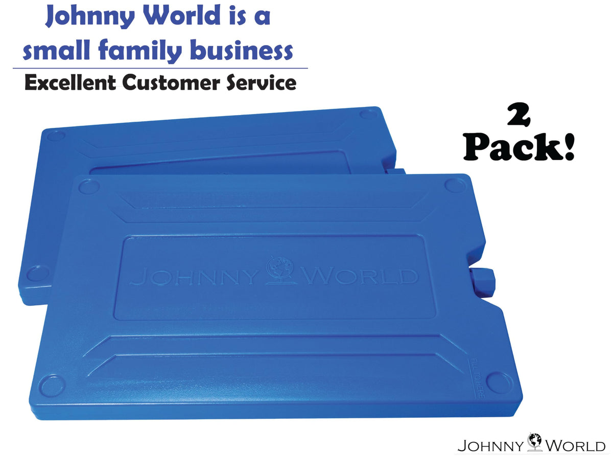 Johnny World Nice & Cold - Large Slim Ice Pack 12" x 8" – Reusable Freezer Pack for Coolers, Lunch Boxes, Camping, Beach, and Travel – Fill with Water, Freeze, and Reuse – Long-Lasting Cold