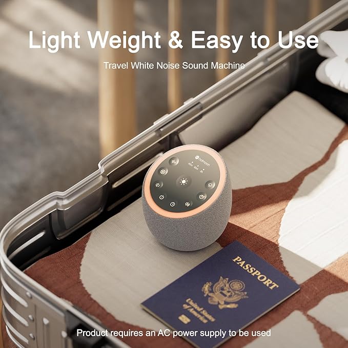 Hotmoon Sound Machine with 40 High-Fidelity Sounds, White Noise Sound Machine with Memory Functions, 8 Color Night Light, USB Power Supply, for Sleep & Noise Reduction Sleep Aid, Plug-in