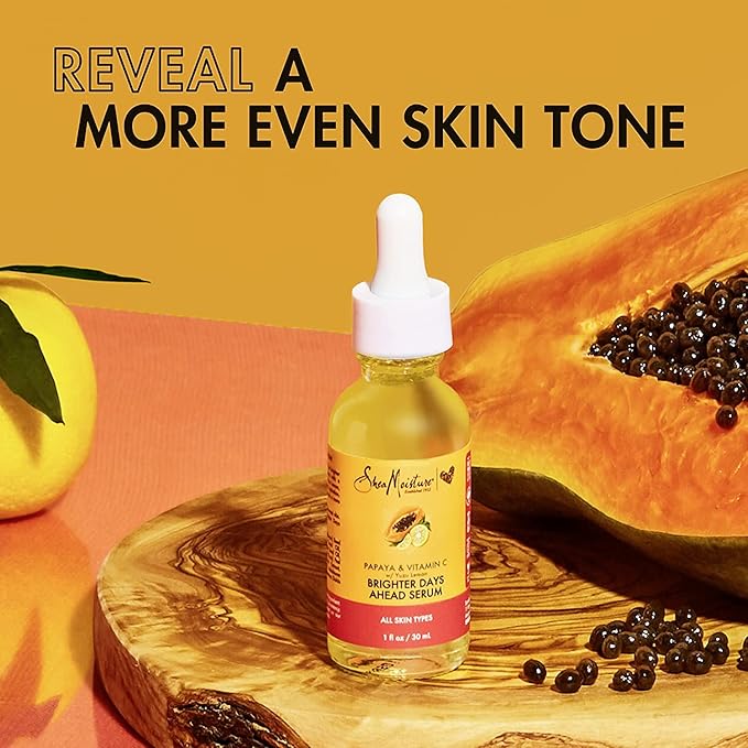 SheaMoisture Papaya & Vitamin C Face Serum, Brighter Days Ahead 2-Pack – For All Skin Types, Even Skin Tone, Glow Up Essentials, 1 Oz Ea