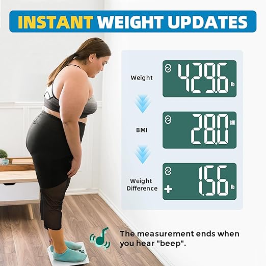 LEPULSE 550lb Bathroom Digital Scale for Body Weight BMI, Extra Wide Platform High Capacity Large Backlit Display, Most Accurate Bathroom Scale up to 500 lbs Weight Scale with APP, 8mm Tempered Glass