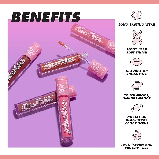 Lime Crime Plushies Soft Matte Lipstick, Rosebud (Sheer Nude-Pink) - Blackberry Candy Scent - Plush, Long Lasting & High Comfort for All-Day Wear - Talc-Free & Paraben-Free