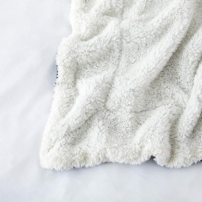 IR Imperial Rooms Sherpa Fleece Throw Blanket for Couch - Soft and Fuzzy Blanket for Winter - Reversible Thick and Warm Fluffy Throw Blankets for Bed, Sofa, Camping and Travel, Navy, 50x60 Inches