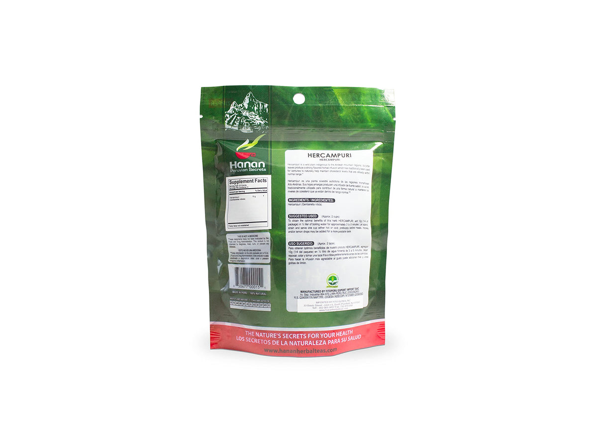 Hanan Peruvian Secrets Hercampuri| 100% Natural Gentianella Alborosea| 1.41oz / 40g | Natural Detox Aid| Promotes Healthy Cholesterol Levels (6 Pack)