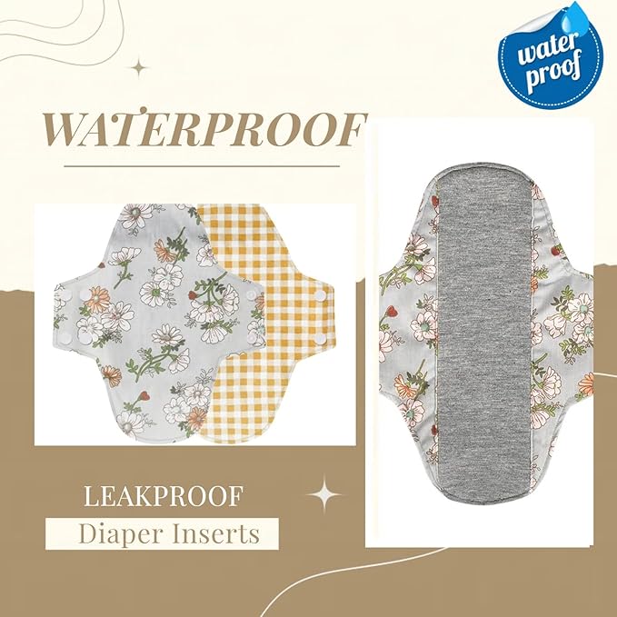 WEEOATAR Graphene Panty Liners, Pack of 3 with 1 Mini Wet Bag - Light Absorbency, Reusable, Washable Sanitary Pads in Yellow, Pink & Grey