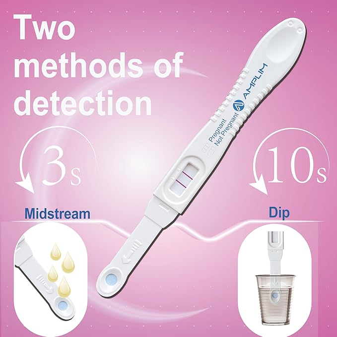 Amplim Fertility HCG Midstream Pregnancy Test Sticks | 99.9% Accurate, Ultra Sensitive 10 MIU/ml, 6 Days Early Detection Results at Home | Rapid 2-Second Test | Bulk Pack of 15 Reliable Strip Sticks