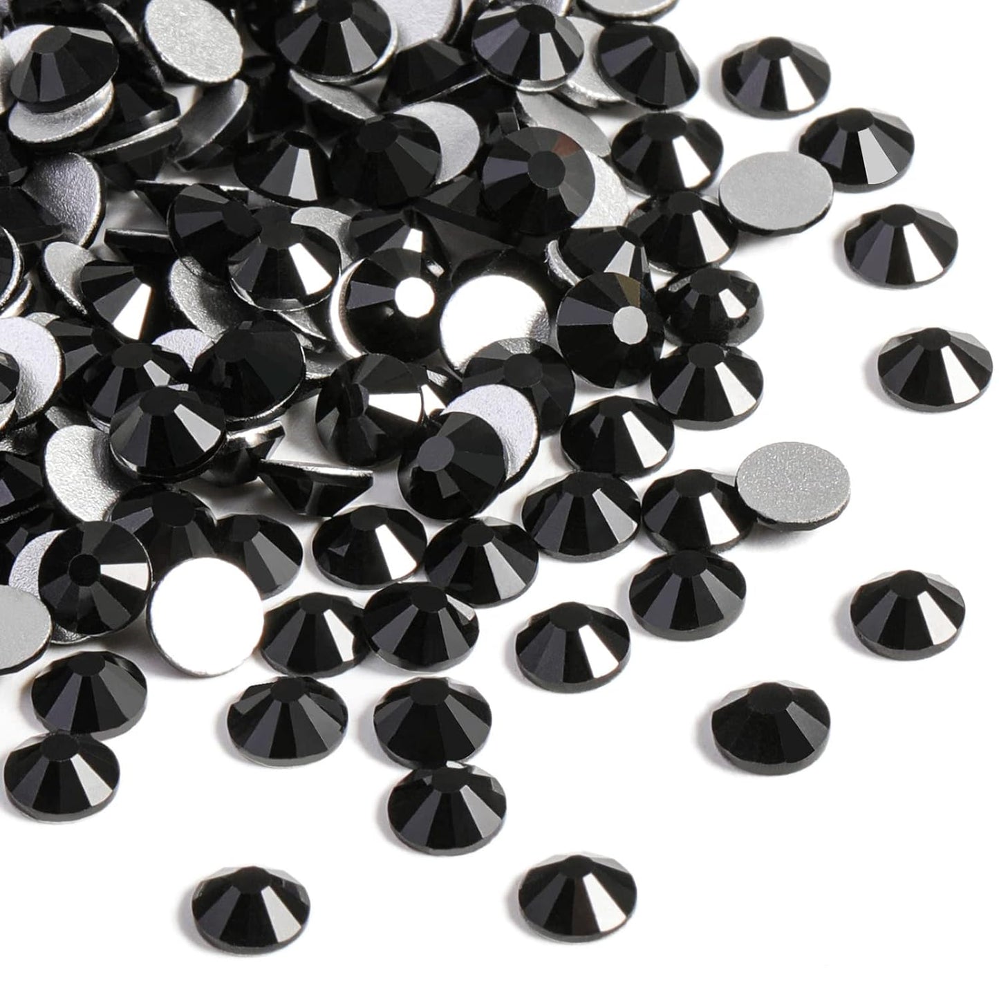 beadsland Flat Back Crystal Rhinestones Round Gems for Nail Art and Craft Glue Fix, Black, (2.9-3.0mm) SS12/1440pcs