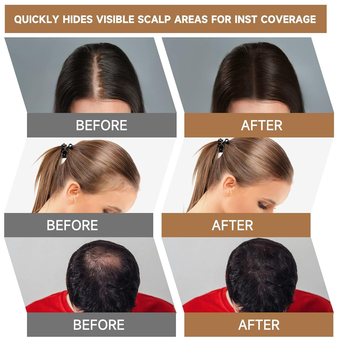 Root Touch Up Powder, Instantly Gray Hair Cover Up, Women Color Root Coverage Shadow Powder for Thinning Grey Hairline, Men Roots Concealer for Hair Loss Beard Line Eyebrow, Red Brown