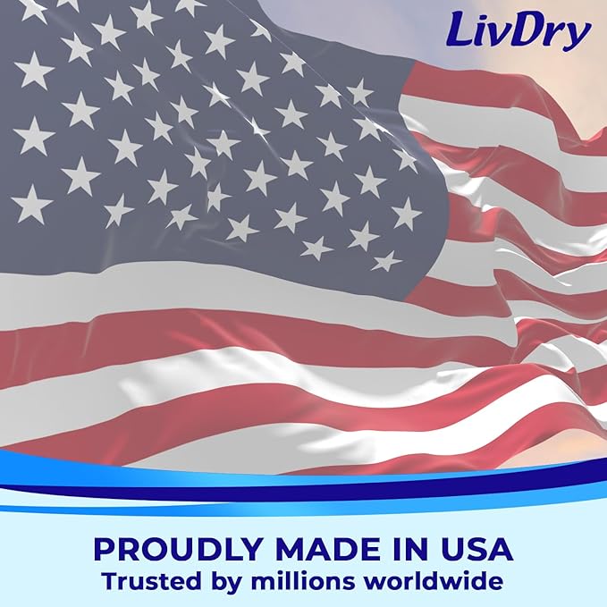 LivDry Adult XXL Incontinence Underwear, Overnight Comfort Absorbency, Leak Protection, XX-Large, 12-Pack