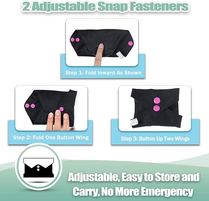 wegreeco Reusable Menstrual Pads - Reusable Sanitary Pads | Reusable Panty Liners | Soft Cloth Menstrual Pads - 6 Pack with 1 Cloth Mini Wet Bag (Small, Black)