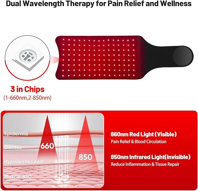 Red Light Therapy Belt,Vibrating Red Light Therapy for Body,660nm&850nm Upgraded 3-in-1 Chips,Wireless Remote Control Infrared Red Light Therapy Helps Relieve Back Shoulder Abdominal Muscle Pain