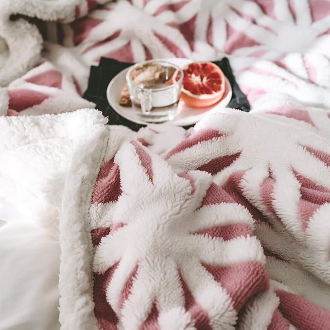 LOMAO Sherpa Fleece Blanket Fuzzy Soft Throw Blanket Dual Sided Blanket for Couch Sofa Bed (Pink, 60''x 80'')