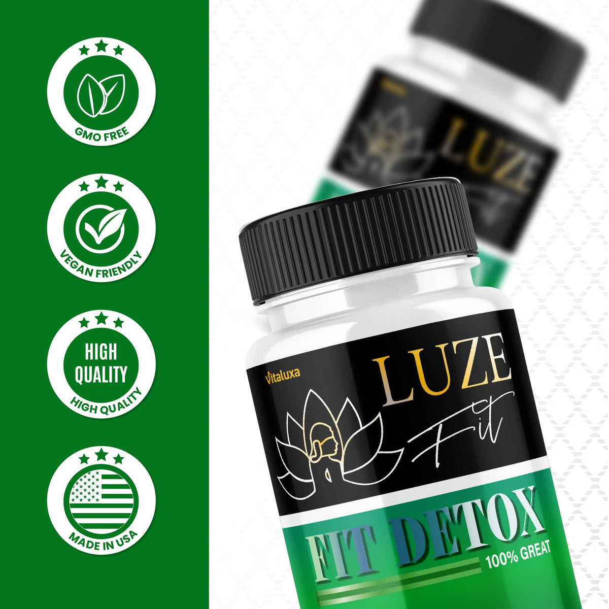 Luze Fit Detox Capsules, LuzeFit Detox Kit & Cleanse Formula Capsulas, All-Natural Premium Ingredients for Overall Health & Wellness Supplement, Loss Support Intensity Pastillas Pills (60 Capsules)