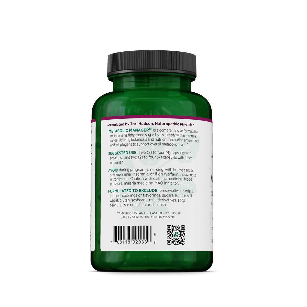 Vitanica Metabolic Manager - Herbal Supplement to Support Healthy Metabolic Response - Dietary Supplement with Vitamin D - Vegan Antioxidant Supplement - 120 Capsules