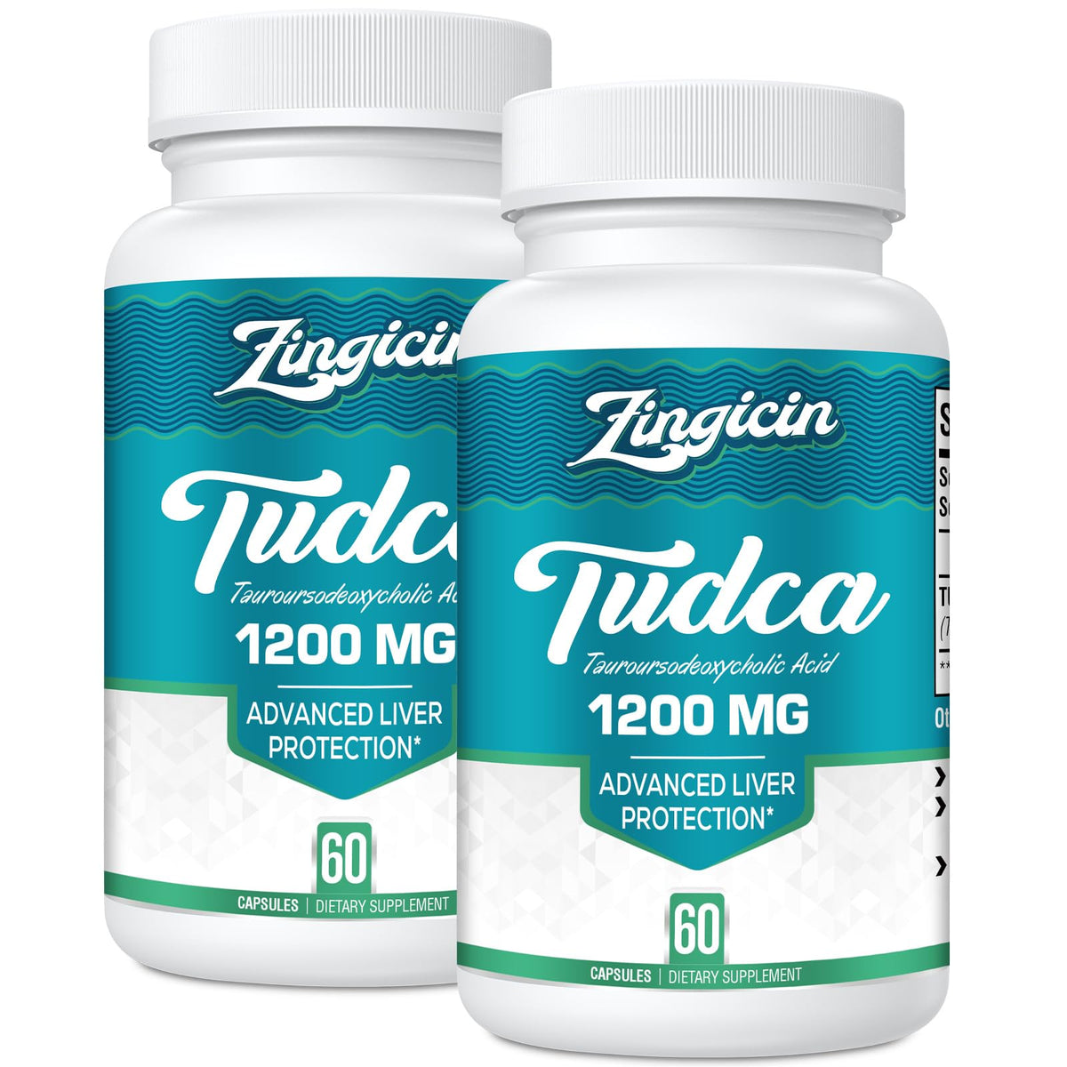 Zingicin TUDCA Supplement 1200mg - 120 Veggie Capsules,Powerful TUDCA Bile Salts Supplements for Liver,Digestion