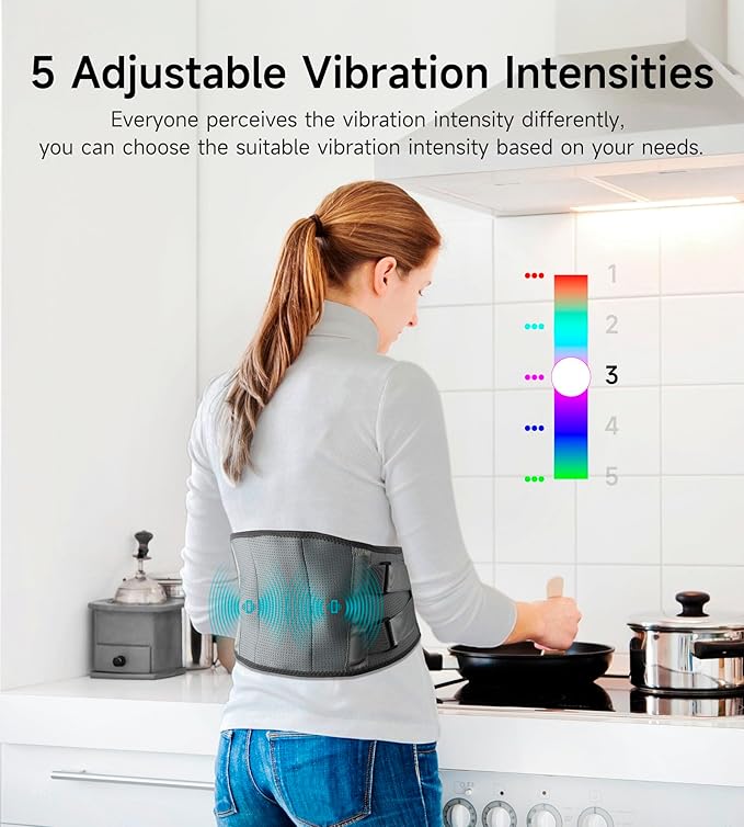 ALLJOY 67" Cordless Heating Pad for Back Pain Relief FSA HSA Eligible, Father's Day Gifts for Dad Men Women Mom, Portable Lower Back Massager with 3 Heat 5 Vibration, Lock Screen Supported