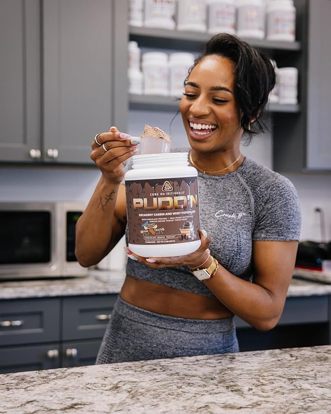 Core Nutritionals Pudd'n, Decadent Protein Pudding Mix, Full Disclosure Casein Blend, Sustained Release, 20G Protein, 27 Servings (Cookie Dough'n Cream, 2 lb)